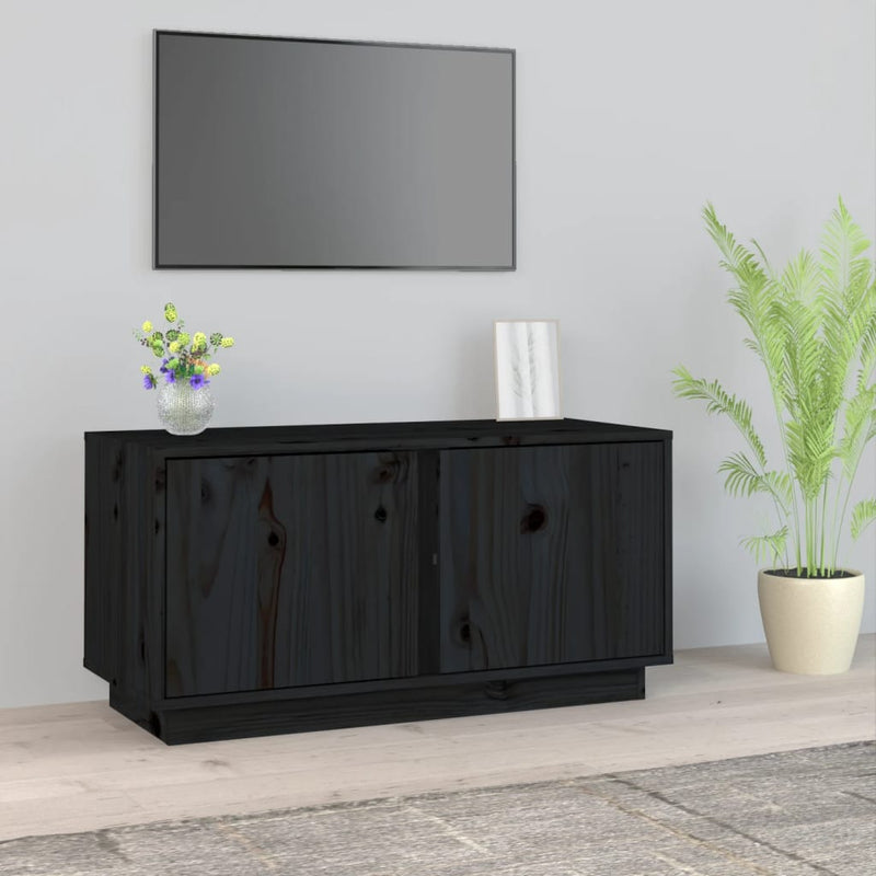 Tv-meubel 80x35x40,5 cm massief grenenhout zwart MeubelReus