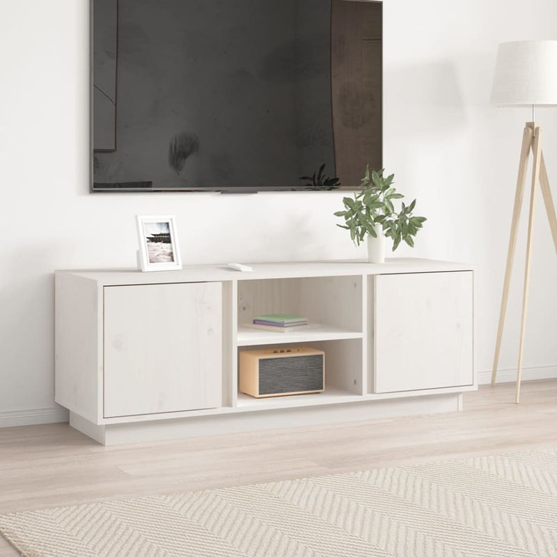 Tv-meubel 110x35x40,5 cm massief grenenhout wit MeubelReus