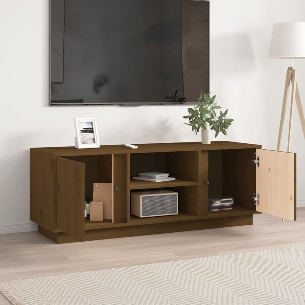Tv-meubel 110x35x40,5 cm massief grenenhout honingbruin MeubelReus