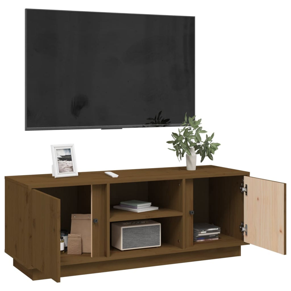 Tv-meubel 110x35x40,5 cm massief grenenhout honingbruin MeubelReus
