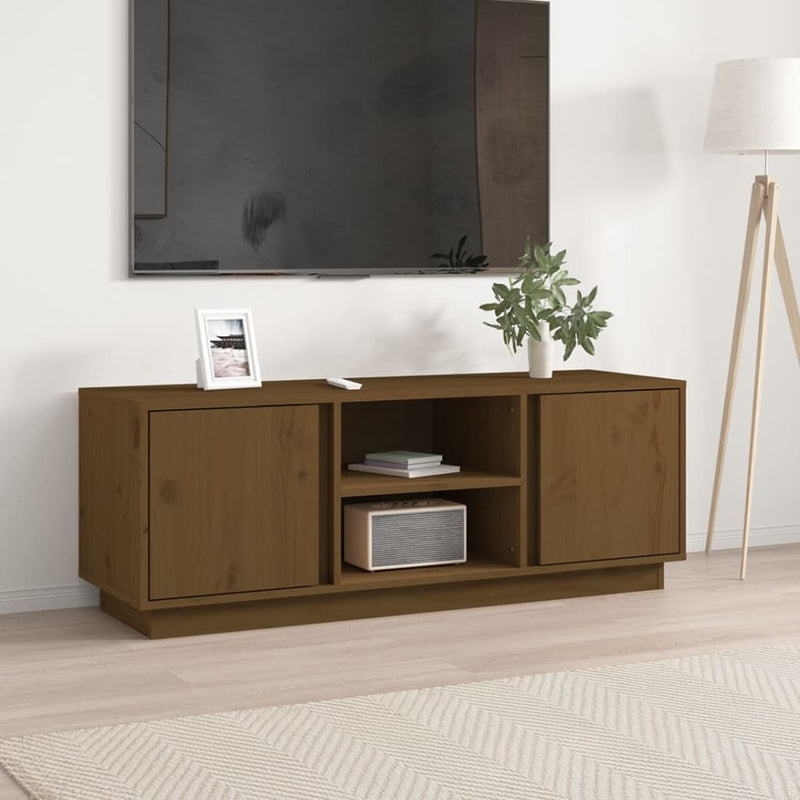 Tv-meubel 110x35x40,5 cm massief grenenhout honingbruin MeubelReus