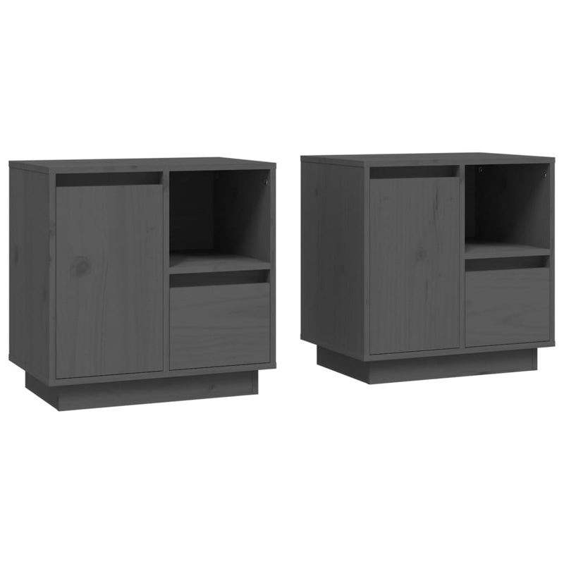 Nachtkastjes 2 st 50x34x50 cm massief grenenhout grijs MeubelReus