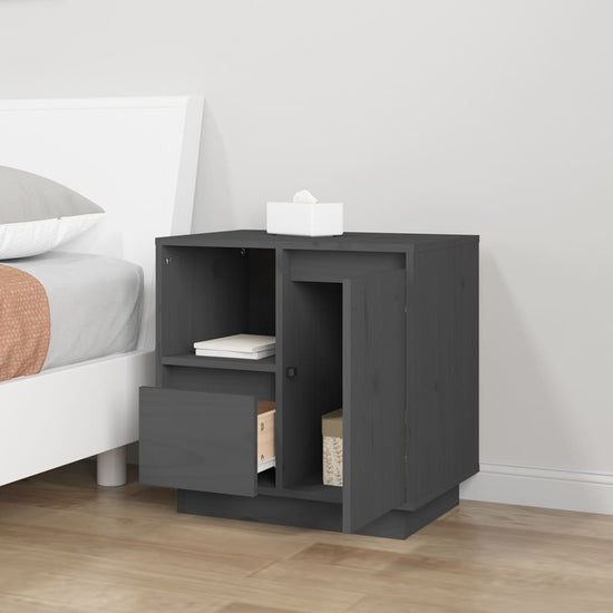 Nachtkastjes 2 st 50x34x50 cm massief grenenhout grijs MeubelReus