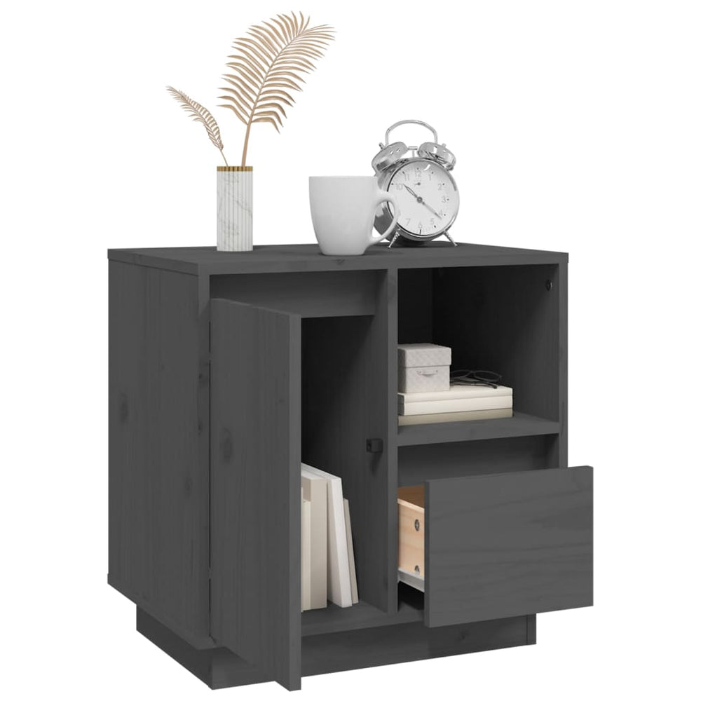 Nachtkastjes 2 st 50x34x50 cm massief grenenhout grijs MeubelReus