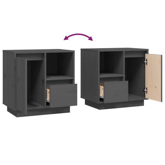 Nachtkastjes 2 st 50x34x50 cm massief grenenhout grijs MeubelReus
