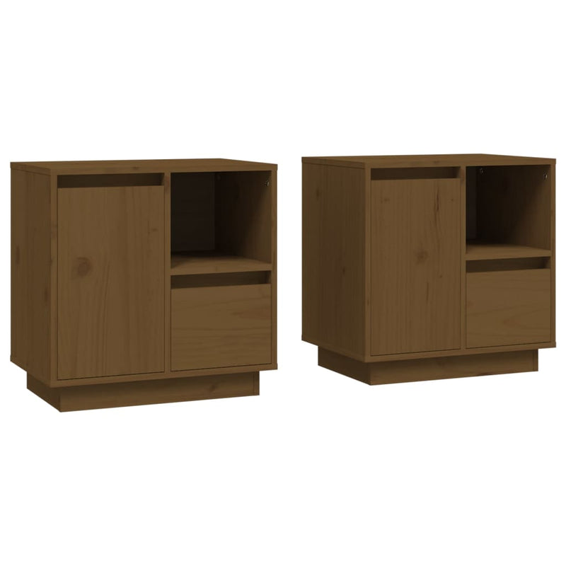 Nachtkastjes 2 st 50x34x50 cm massief grenenhout honingbruin MeubelReus