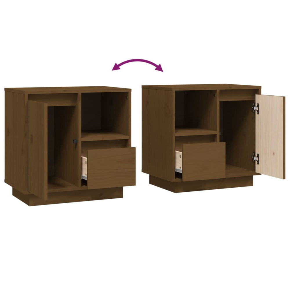 Nachtkastjes 2 st 50x34x50 cm massief grenenhout honingbruin MeubelReus