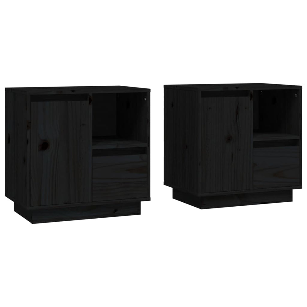 Nachtkastjes 2 st 50x34x50 cm massief grenenhout zwart MeubelReus