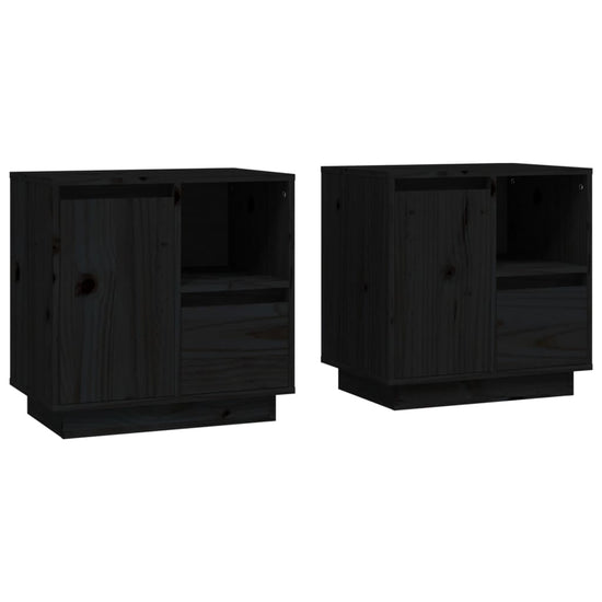 Nachtkastjes 2 st 50x34x50 cm massief grenenhout zwart MeubelReus