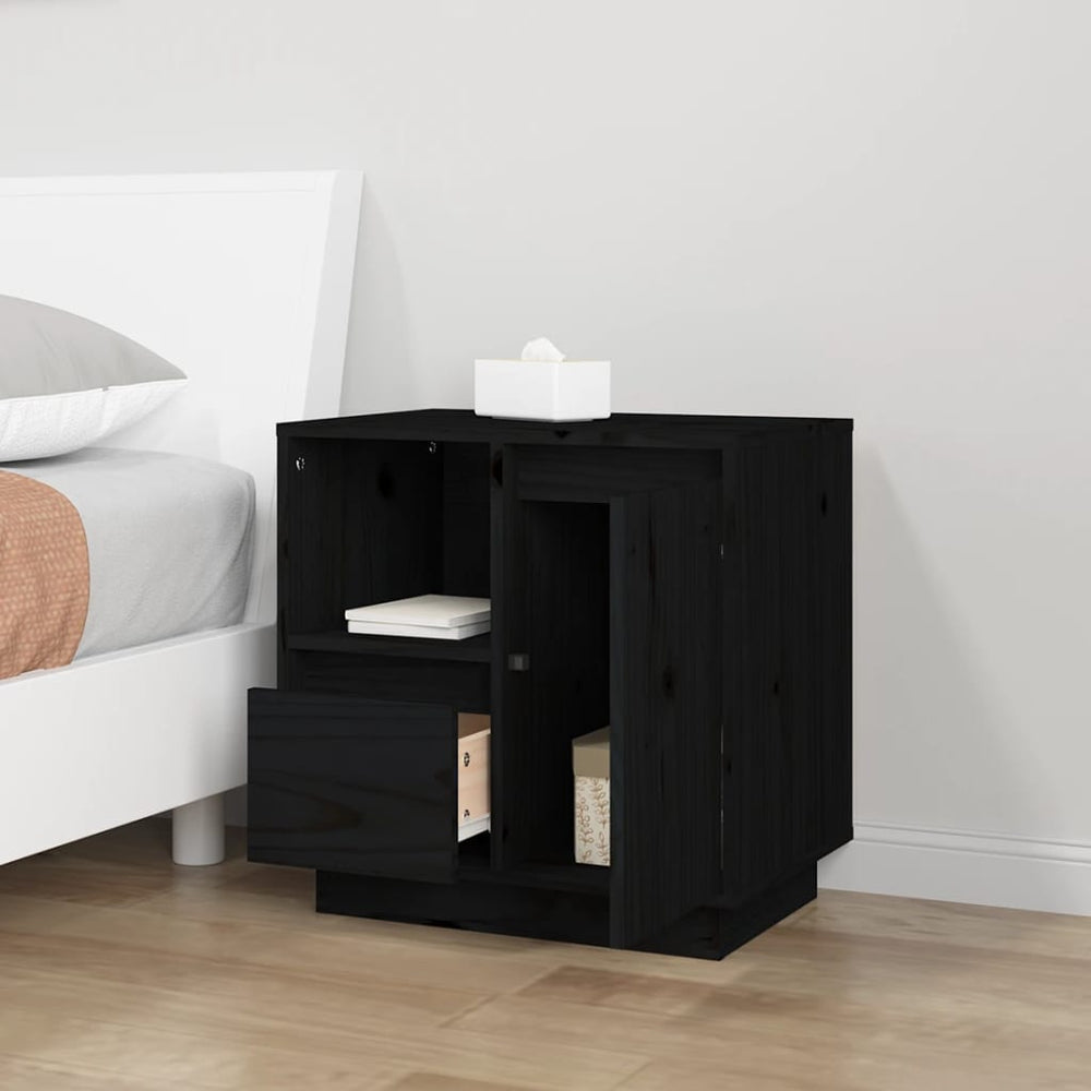 Nachtkastjes 2 st 50x34x50 cm massief grenenhout zwart MeubelReus