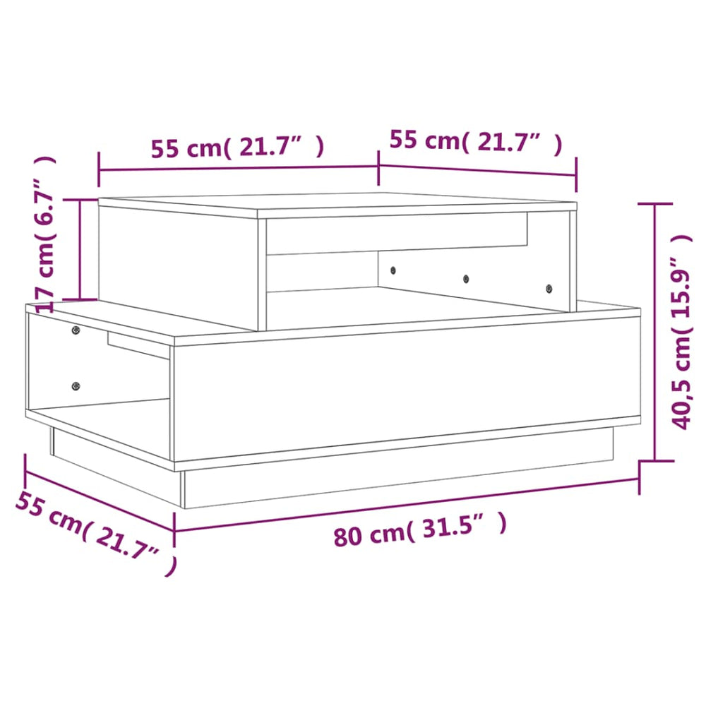 Salontafel 80x55x40,5 cm massief grenenhout zwart MeubelReus