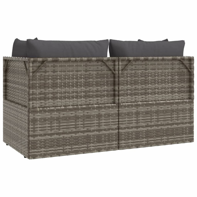 3-delige Loungeset met kussens poly rattan grijs MeubelReus