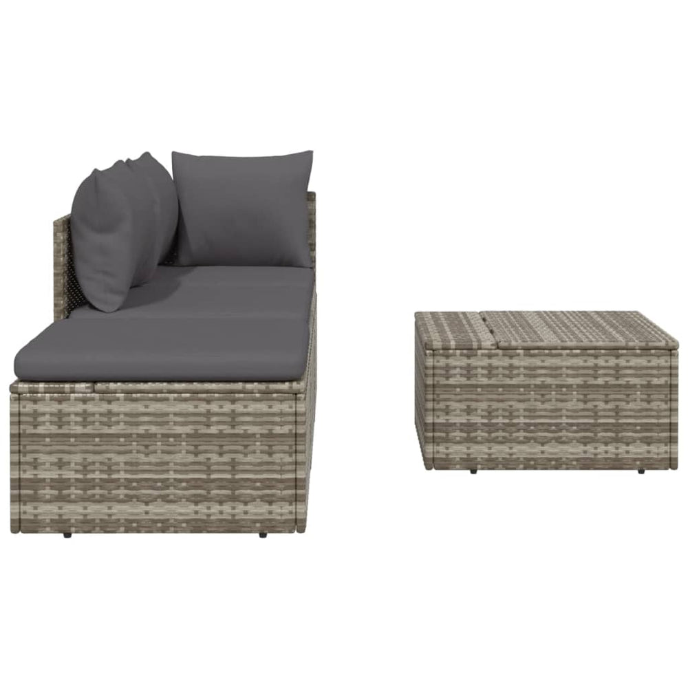 4-delige Loungeset met kussens poly rattan grijs MeubelReus