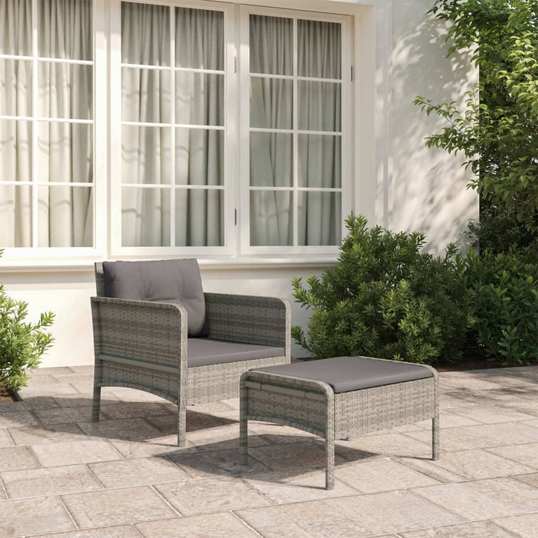 2-delige Loungeset met kussens poly rattan grijs MeubelReus