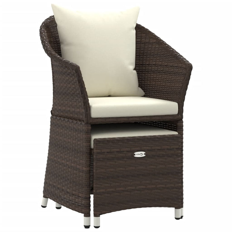 2-delige Loungeset met kussens poly rattan bruin MeubelReus