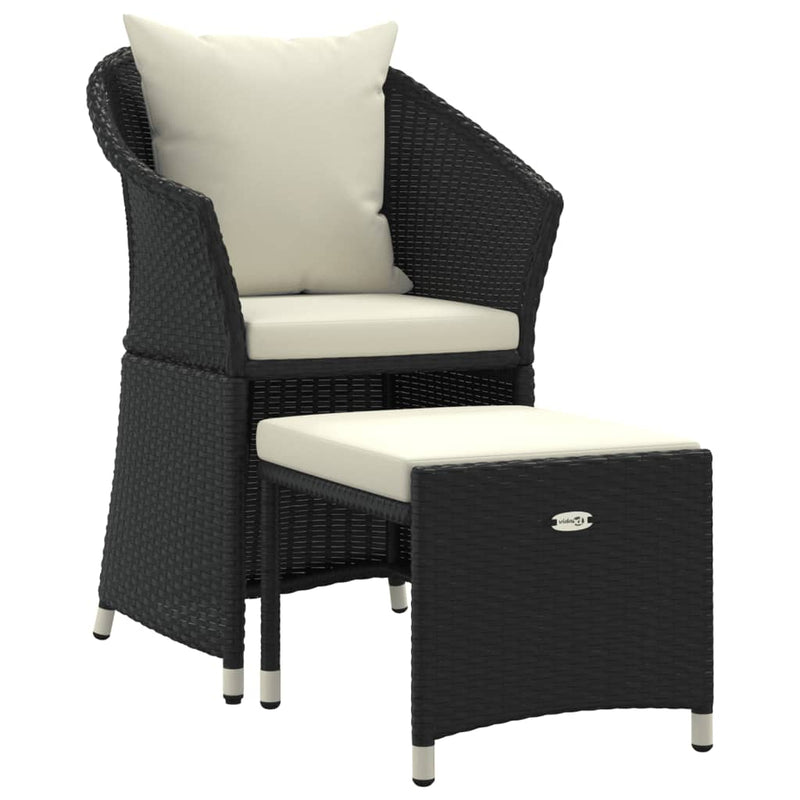 2-delige Loungeset met kussens poly rattan zwart MeubelReus