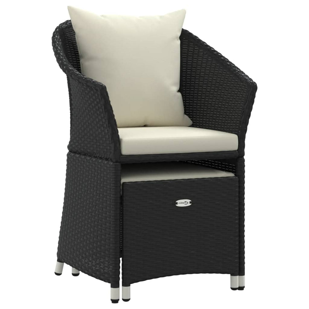 2-delige Loungeset met kussens poly rattan zwart MeubelReus