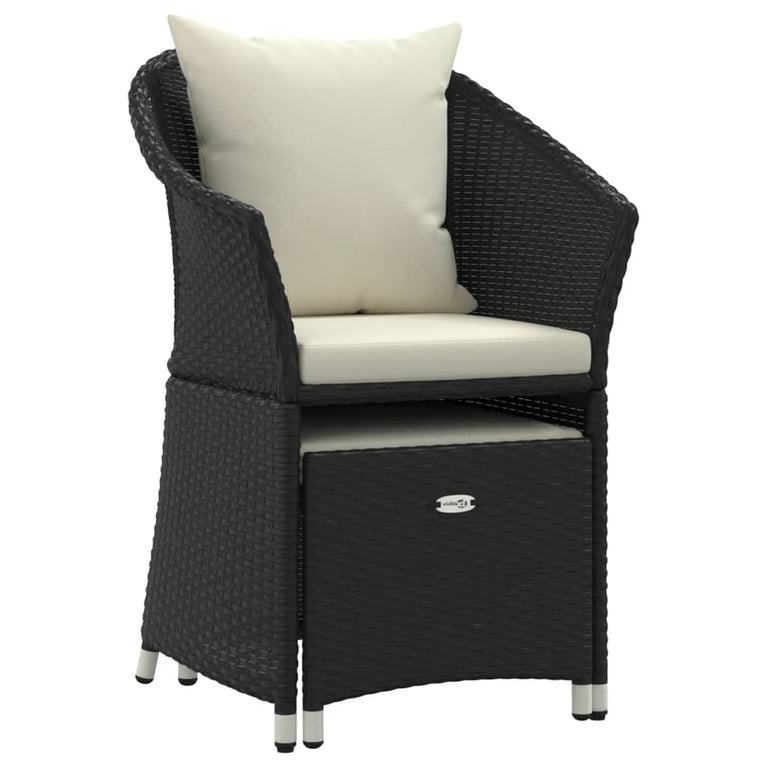 2-delige Loungeset met kussens poly rattan zwart MeubelReus