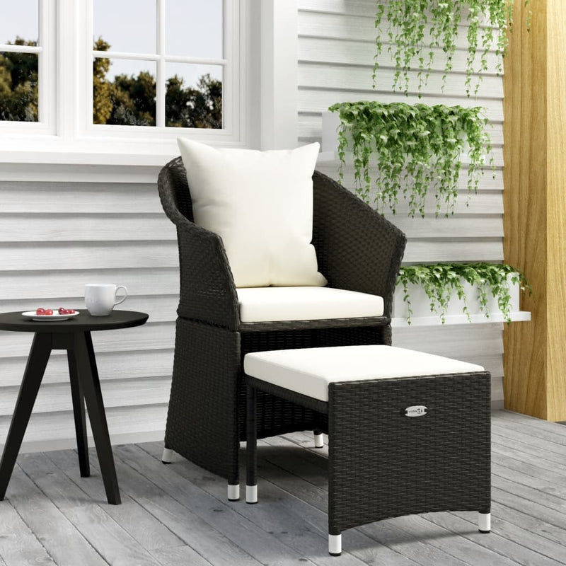 2-delige Loungeset met kussens poly rattan zwart MeubelReus