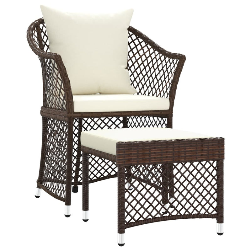 2-delige Loungeset met kussens poly rattan bruin MeubelReus