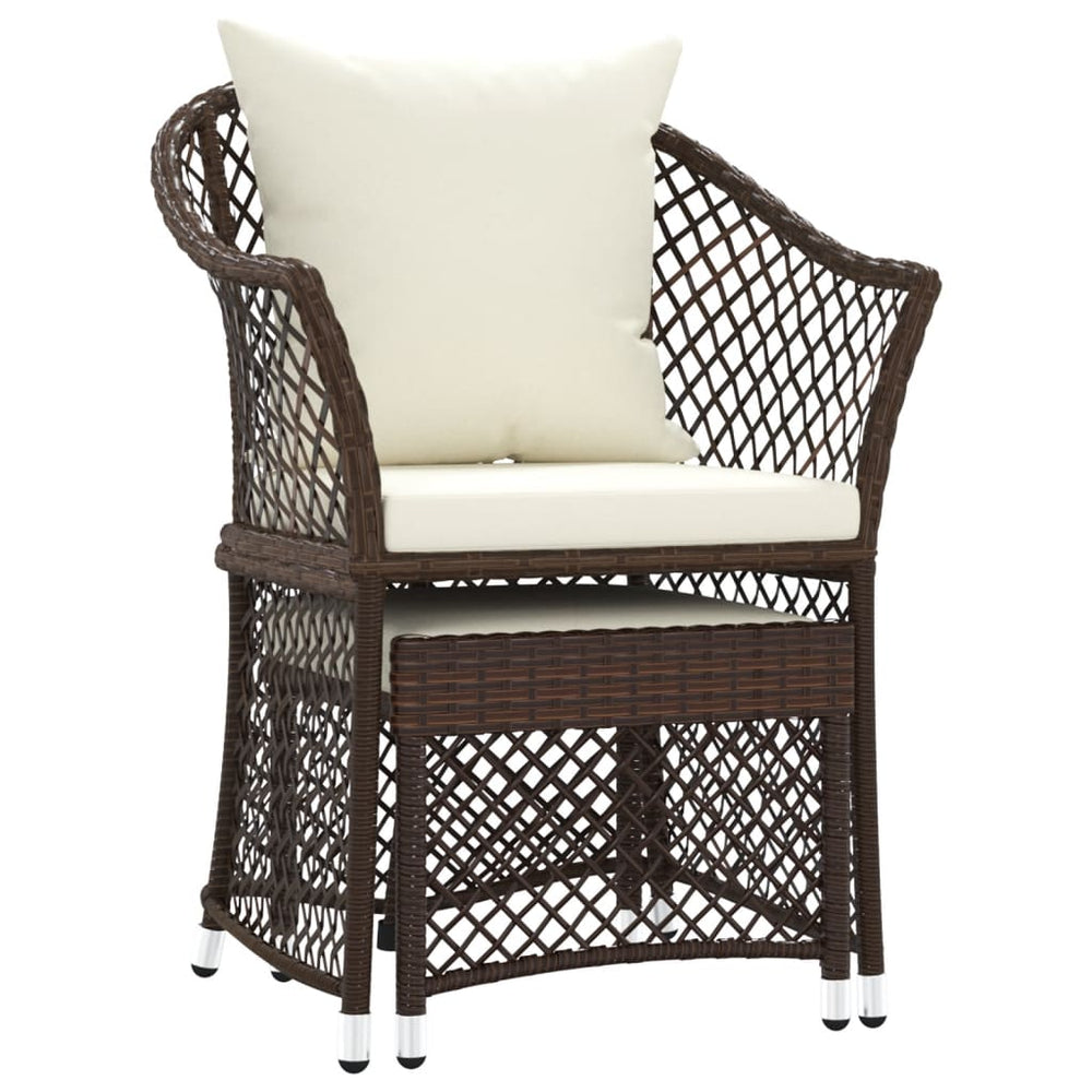 2-delige Loungeset met kussens poly rattan bruin MeubelReus