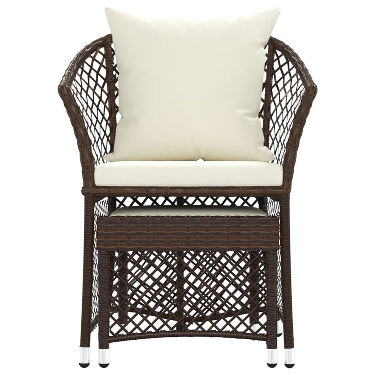 2-delige Loungeset met kussens poly rattan bruin MeubelReus