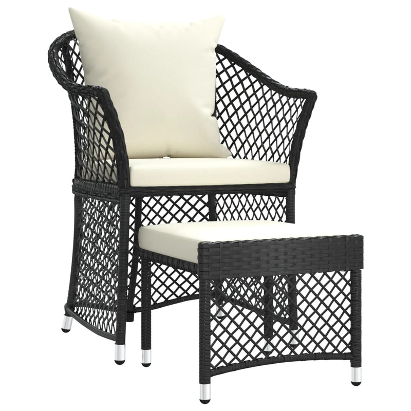 2-delige Loungeset met kussens poly rattan zwart MeubelReus