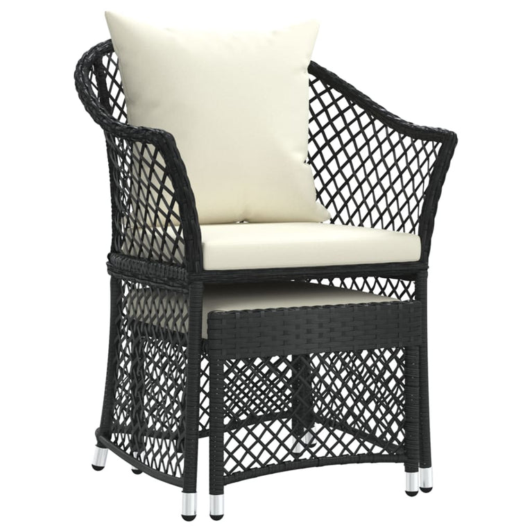 2-delige Loungeset met kussens poly rattan zwart MeubelReus