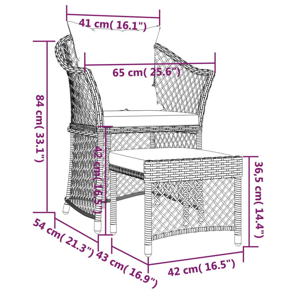 2-delige Loungeset met kussens poly rattan zwart MeubelReus