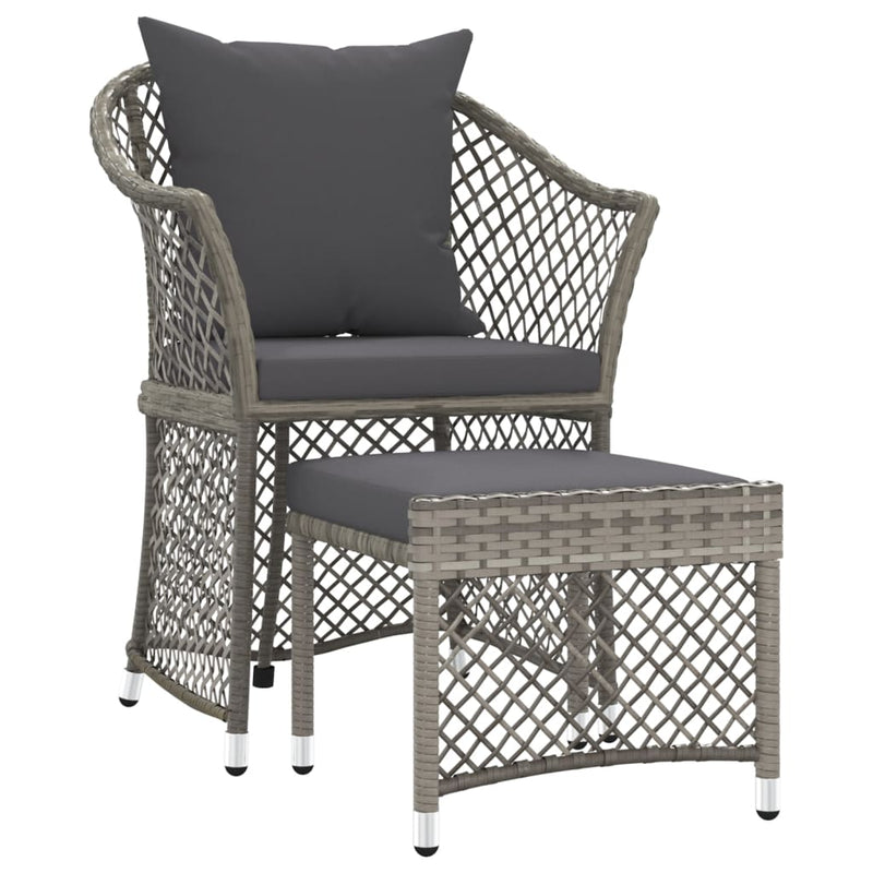2-delige Loungeset met kussens poly rattan grijs MeubelReus