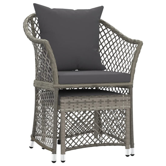 2-delige Loungeset met kussens poly rattan grijs MeubelReus