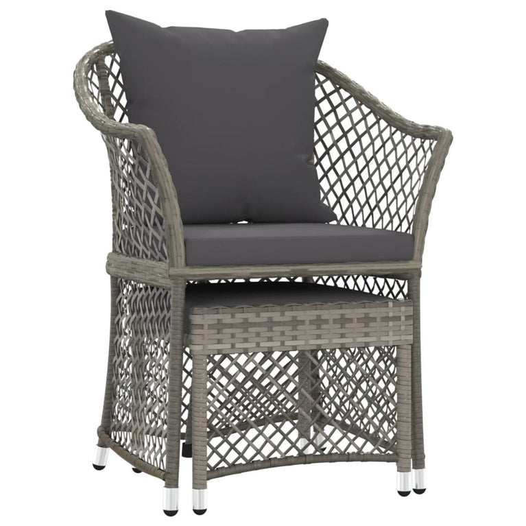 2-delige Loungeset met kussens poly rattan grijs MeubelReus