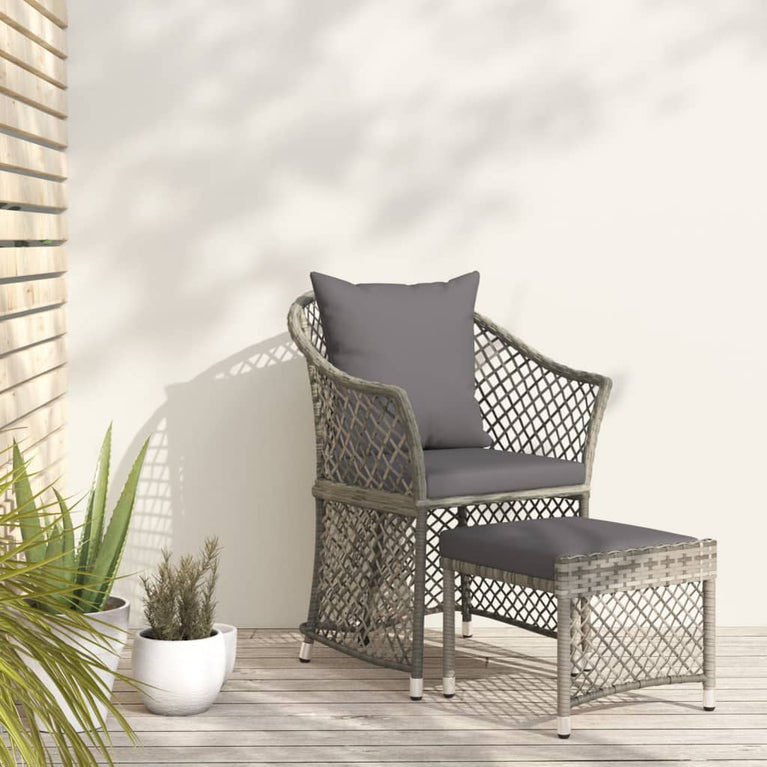 2-delige Loungeset met kussens poly rattan grijs MeubelReus