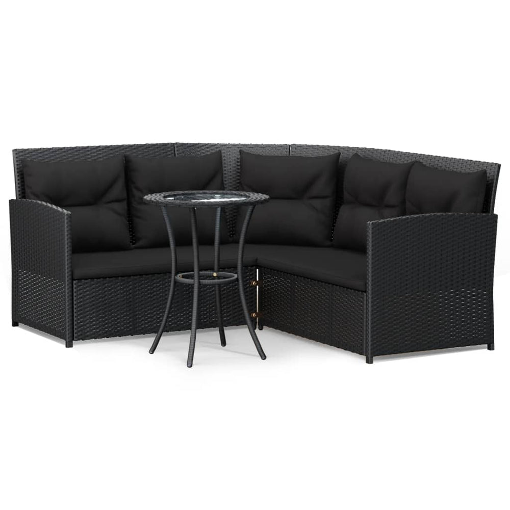 2-delige Loungeset met kussens L-vormig poly rattan zwart MeubelReus