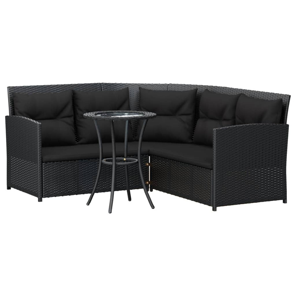 2-delige Loungeset met kussens L-vormig poly rattan zwart MeubelReus
