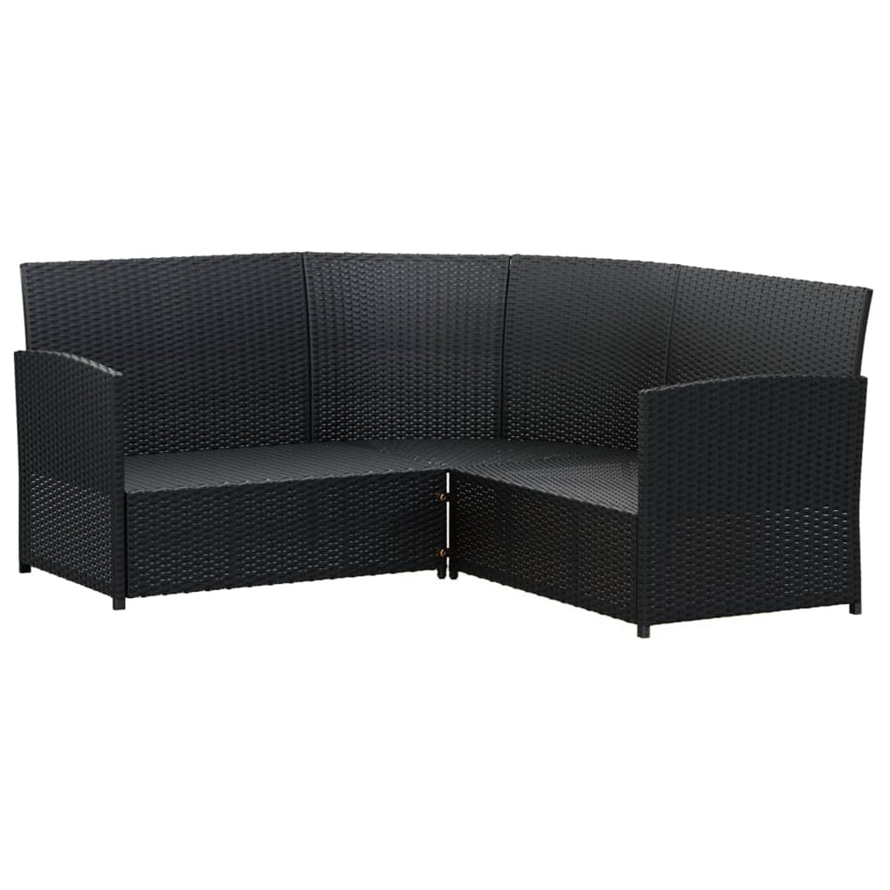 2-delige Loungeset met kussens L-vormig poly rattan zwart MeubelReus