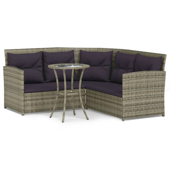 2-delige Loungeset met kussens L-vormig poly rattan grijs MeubelReus