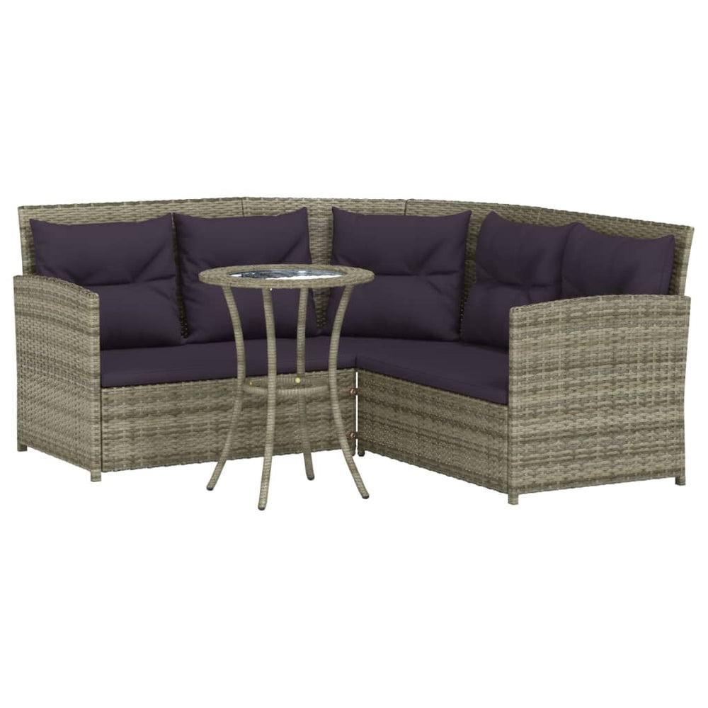 2-delige Loungeset met kussens L-vormig poly rattan grijs MeubelReus