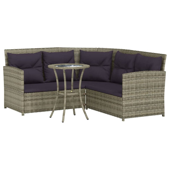 2-delige Loungeset met kussens L-vormig poly rattan grijs MeubelReus