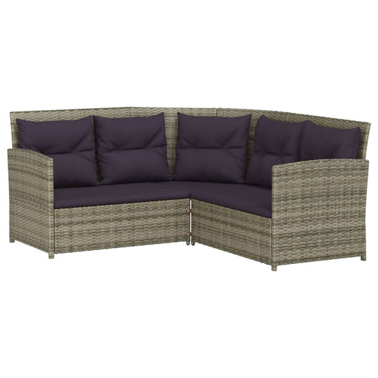 2-delige Loungeset met kussens L-vormig poly rattan grijs MeubelReus