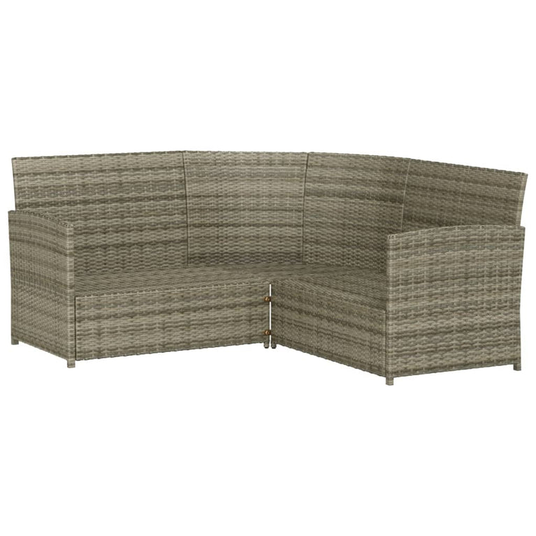 2-delige Loungeset met kussens L-vormig poly rattan grijs MeubelReus