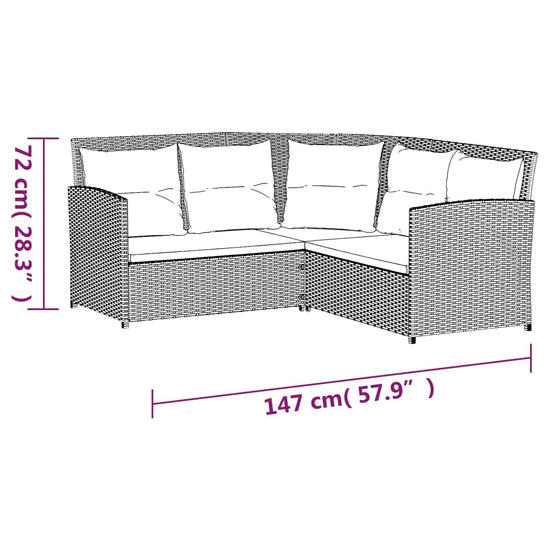 2-delige Loungeset met kussens L-vormig poly rattan grijs MeubelReus