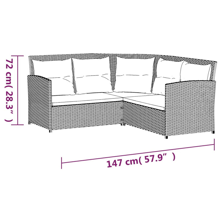 2-delige Loungeset met kussens L-vormig poly rattan grijs MeubelReus