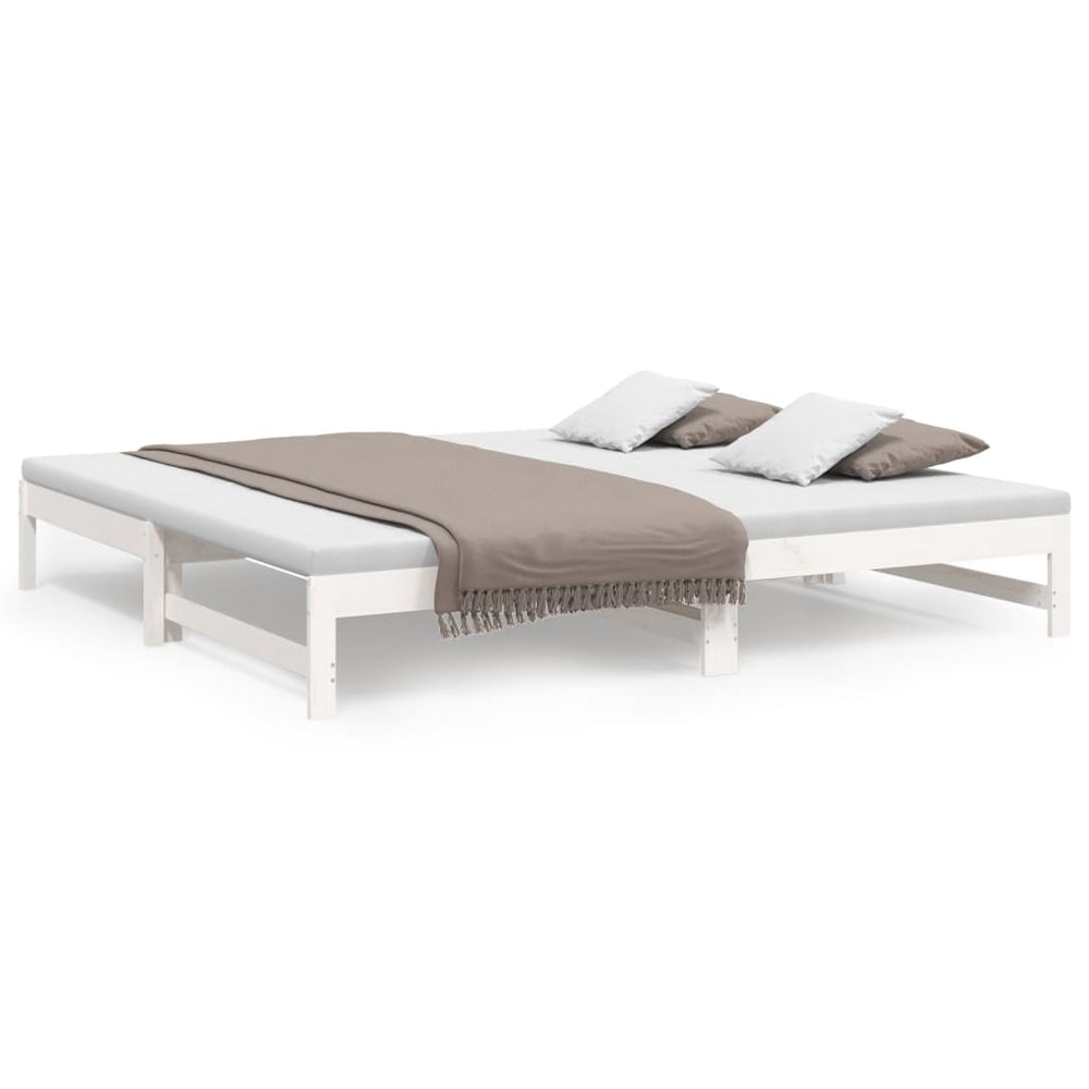 Slaapbank uitschuifbaar 2x(80x200) cm massief grenenhout wit MeubelReus