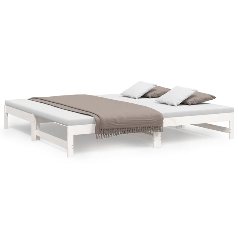 Slaapbank uitschuifbaar 2x(80x200) cm massief grenenhout wit MeubelReus