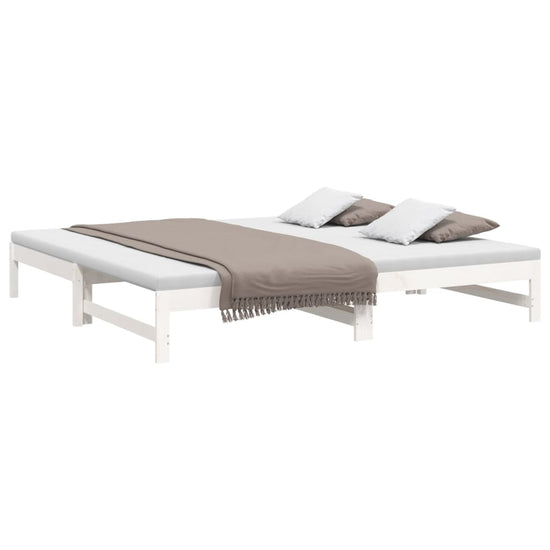 Slaapbank uitschuifbaar 2x(80x200) cm massief grenenhout wit MeubelReus