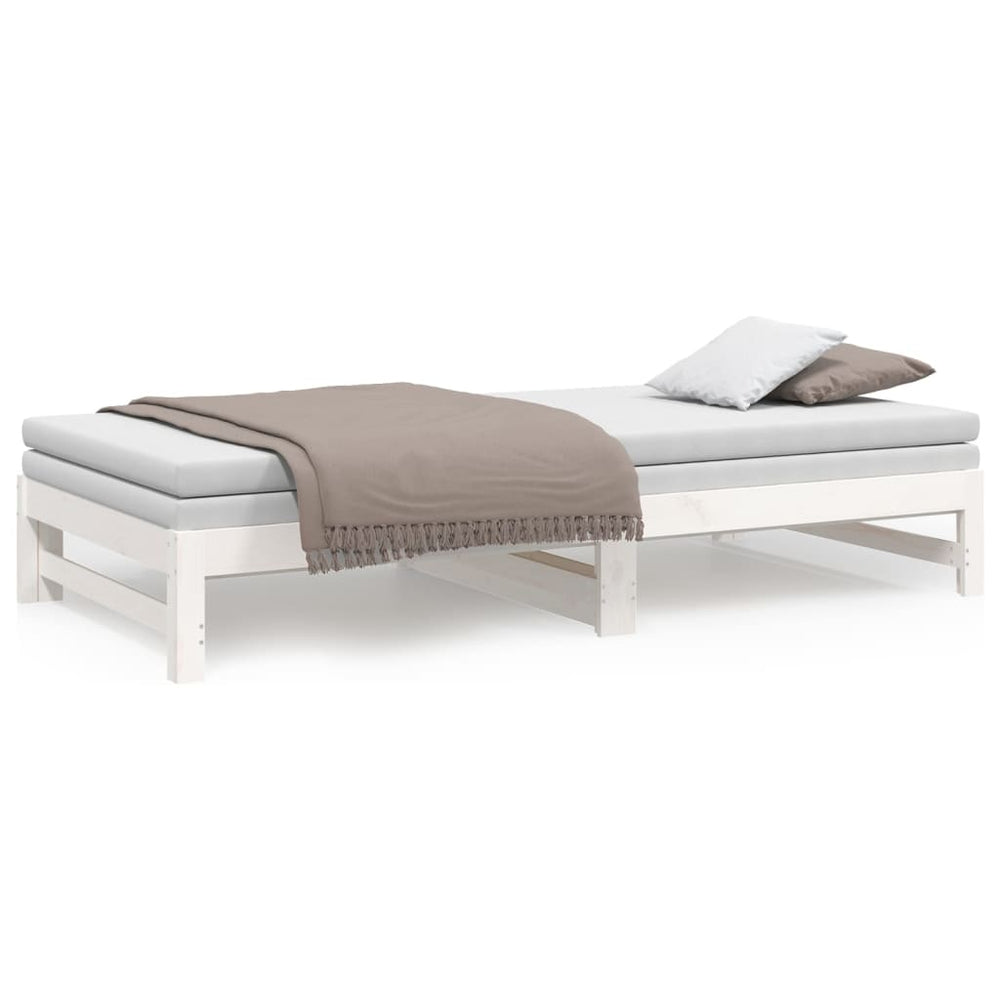Slaapbank uitschuifbaar 2x(80x200) cm massief grenenhout wit MeubelReus
