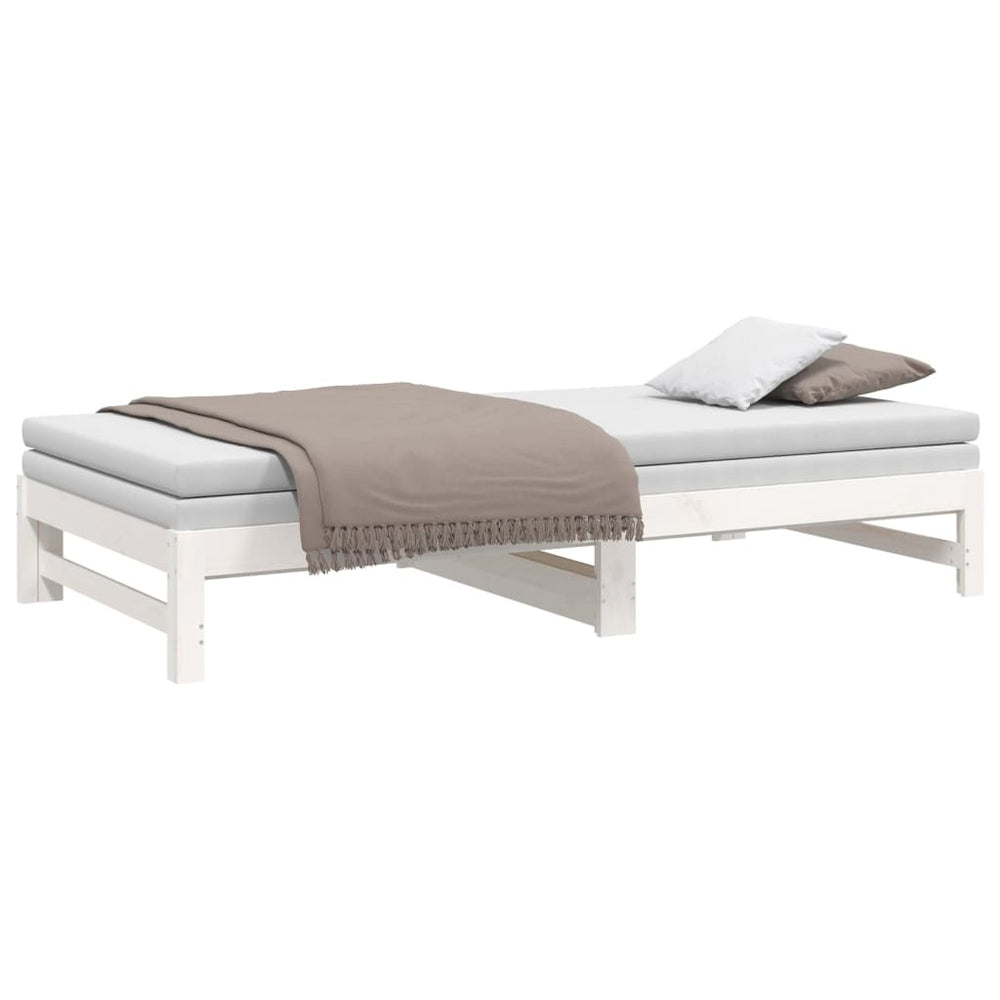 Slaapbank uitschuifbaar 2x(80x200) cm massief grenenhout wit MeubelReus