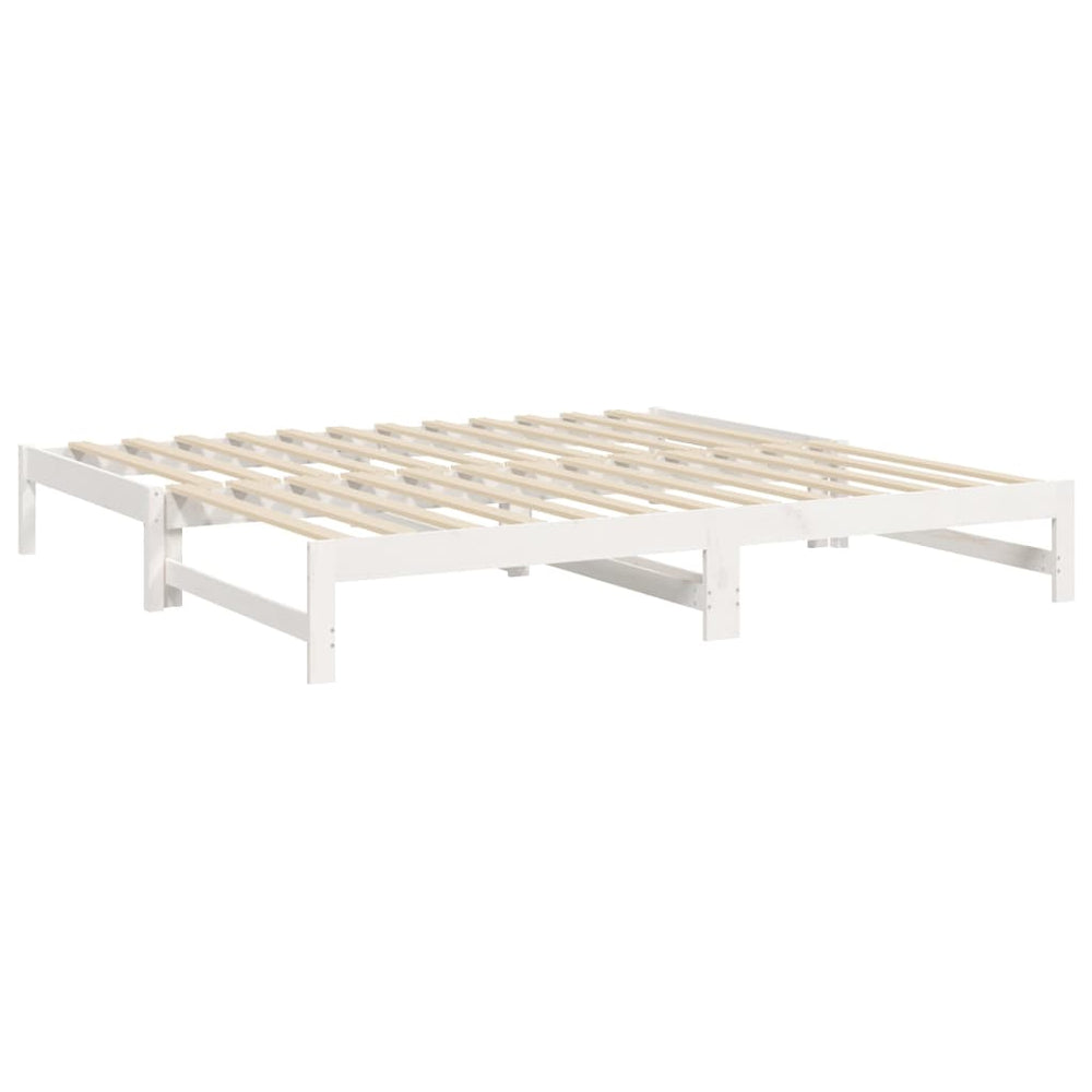Slaapbank uitschuifbaar 2x(80x200) cm massief grenenhout wit MeubelReus
