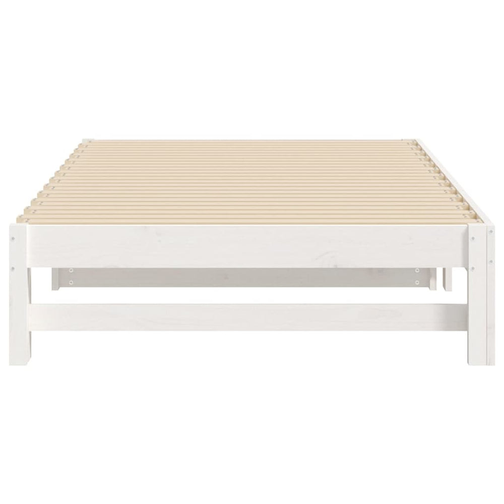 Slaapbank uitschuifbaar 2x(80x200) cm massief grenenhout wit MeubelReus